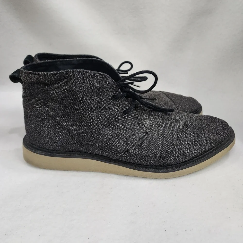TOMS Mateo Mens 10.5 Chukka Charcoal Herringbone Round Toe Lace Up Ankle Boot